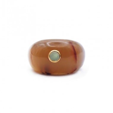 Bague jonc en corne claire - pierre 4...