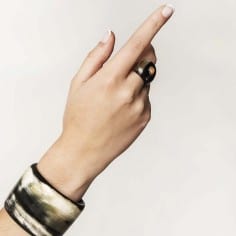 Ring S in dark horn set in... 2