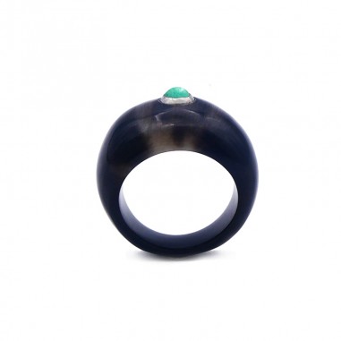 Bague jonc en corne foncée - pierre 4...