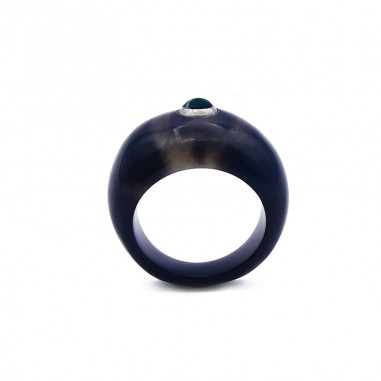 Bague jonc en corne foncée - pierre 4...