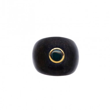 Bague en corne foncée - pierre 6 mm...