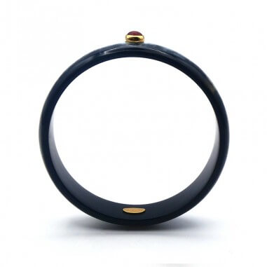 Jonc en corne foncée 15mm serti...