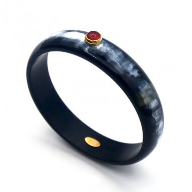 Jonc en corne foncée 15mm serti...