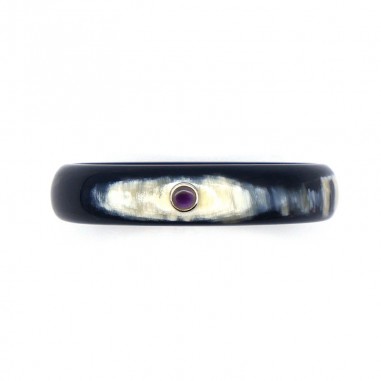 Bracelet dark horn 15mm set in silver...