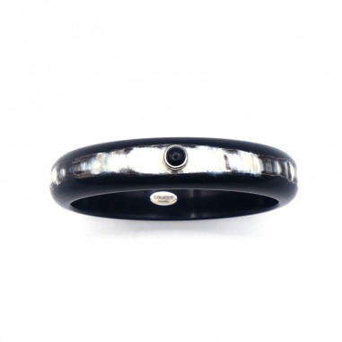 Bracelet dark horn 15mm set in silver...