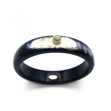 Bracelet dark horn 15mm set in silver...
