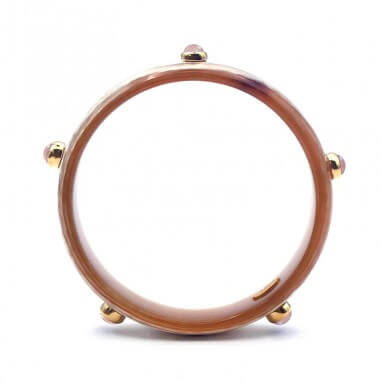 15mm clear horn bracelet set in gold...