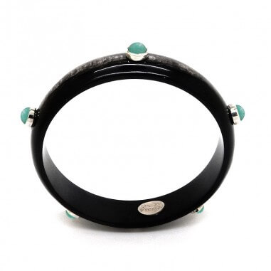 Jonc en corne foncée 15mm serti...