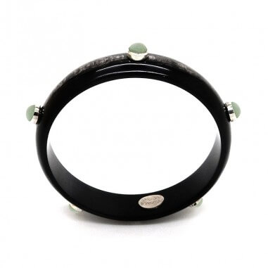 Jonc en corne foncée 15mm serti...