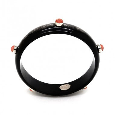 Jonc en corne foncée 15mm serti...