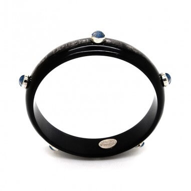 Jonc en corne foncée 15mm serti...