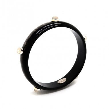 Jonc en corne foncée 15mm serti...