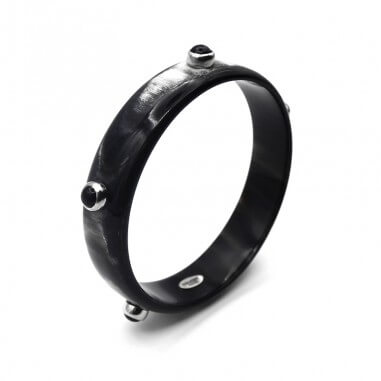 Jonc en corne foncée 15mm serti...