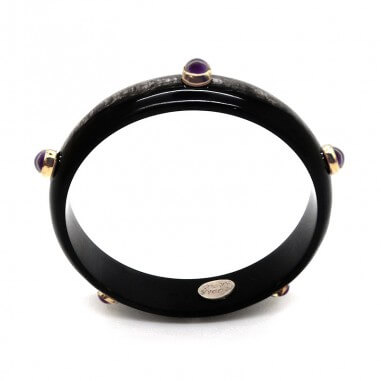 Jonc en corne foncée 15mm serti...