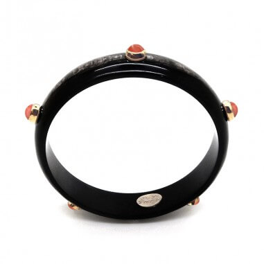 Jonc en corne foncée 15mm serti...