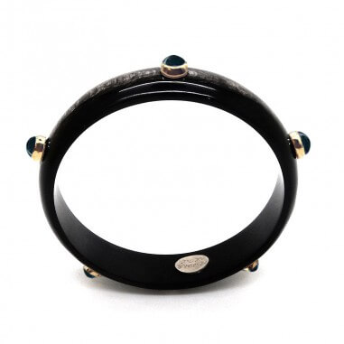 Jonc en corne foncée 15mm serti...