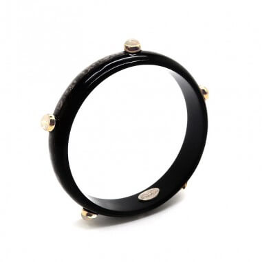 Jonc en corne foncée 15mm serti...