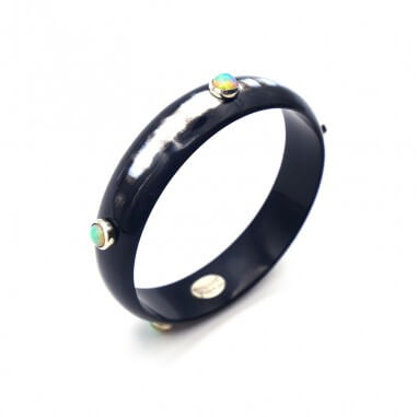 Jonc en corne foncée 15mm serti...