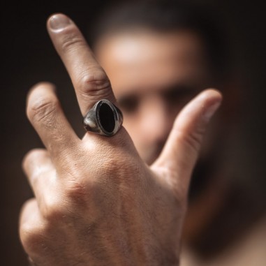 Man signet ring - Steinn