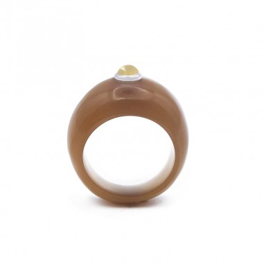 Bague jonc en corne claire - pierre 4...