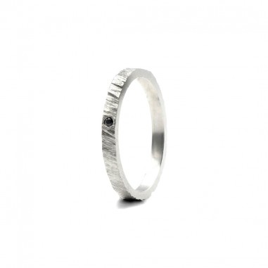Fine diamond wedding band in silver -...