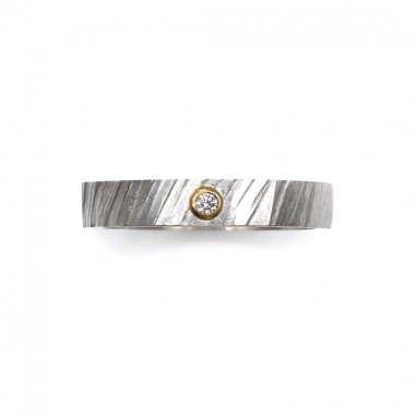 Two-tone wedding band with diamond -...