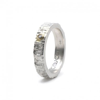 Two-tone wedding band with diamond -...