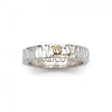Two-tone wedding band with diamond -...