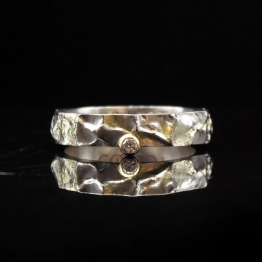 Alliance bicolore avec diamant -...