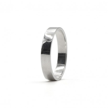 Photo sur fond blanc alliance ruban or blanc largeur 4mm vue de 3/4.