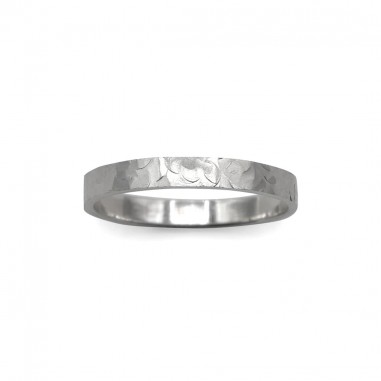 Photo sur fond blanc alliance ruban or blanc modèle Oberon largeur 3 mm vue de dessus.