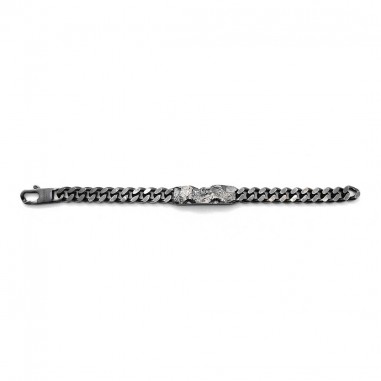 Photo sur fond blanc de la gourmette homme en argent modèle A76 en position ouverte.