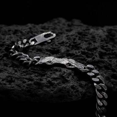 Zoom photo de la gourmette homme en argent modèle A76.