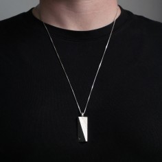 Photo sur fond blanc zoom du collier diamant homme modèle Tungstène-l. 2