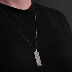 Photo sur fond blanc du collier diamant homme modèle Hypérion-L finition argent poli vue zoom. 2