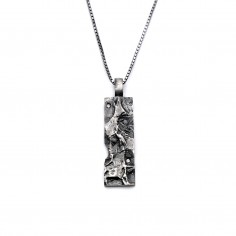 Photo sur fond blanc du collier diamant homme modèle A76-S finition vieillie vue zoom.