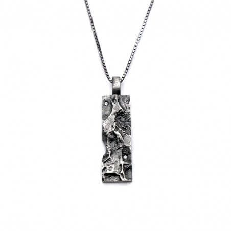 Photo sur fond blanc du collier diamant homme modèle A76-S finition vieillie vue zoom.