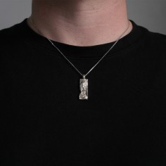 Photo sur fond blanc du collier diamant homme modèle A76-S finition vieillie vue zoom. 2