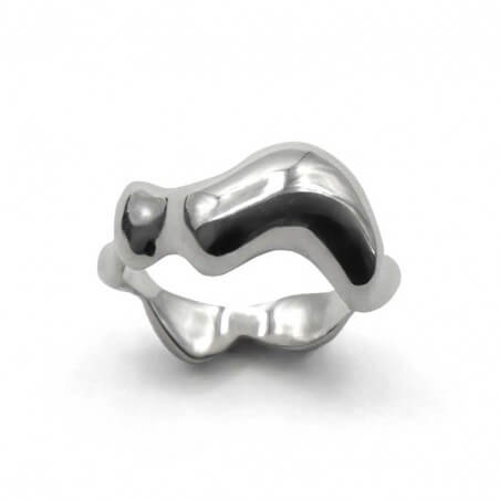 Photo sur fond blanc de la bague vague Halo vue de dessus.