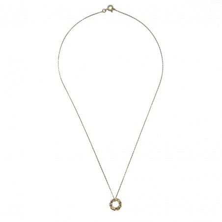 Photo sur fond blanc du pendentif soleil or jaune 18 carats Hélios vue de dessus.