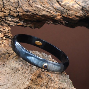 Jonc en corne foncée 10mm serti...