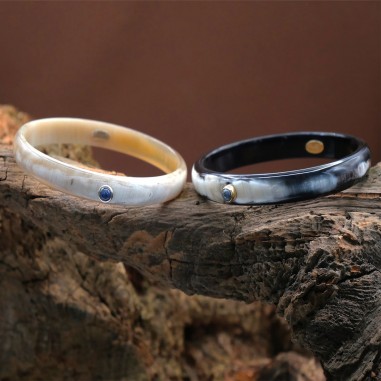 Bracelet jonc en corne foncé 10mm...