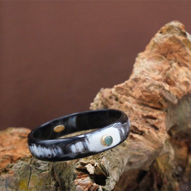 Jonc en corne foncée 15mm serti...