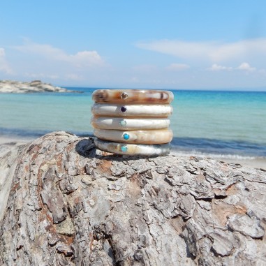 Bangle in clear horn 15mm set in...