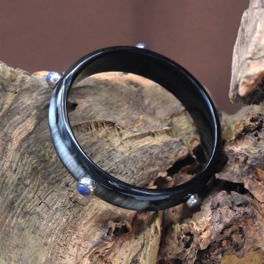 Jonc en corne foncée 15mm serti...