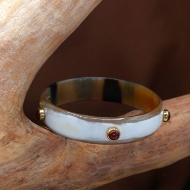 Jonc en corne claire 15mm serti...