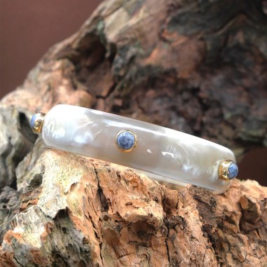 Jonc en corne claire 15mm serti...