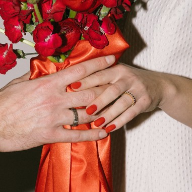 Men's wedding ring with white diamond...