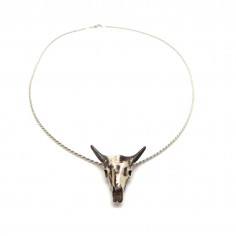 Silver buffalo necklace - L