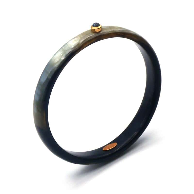 Jonc en corne foncée 10mm serti...